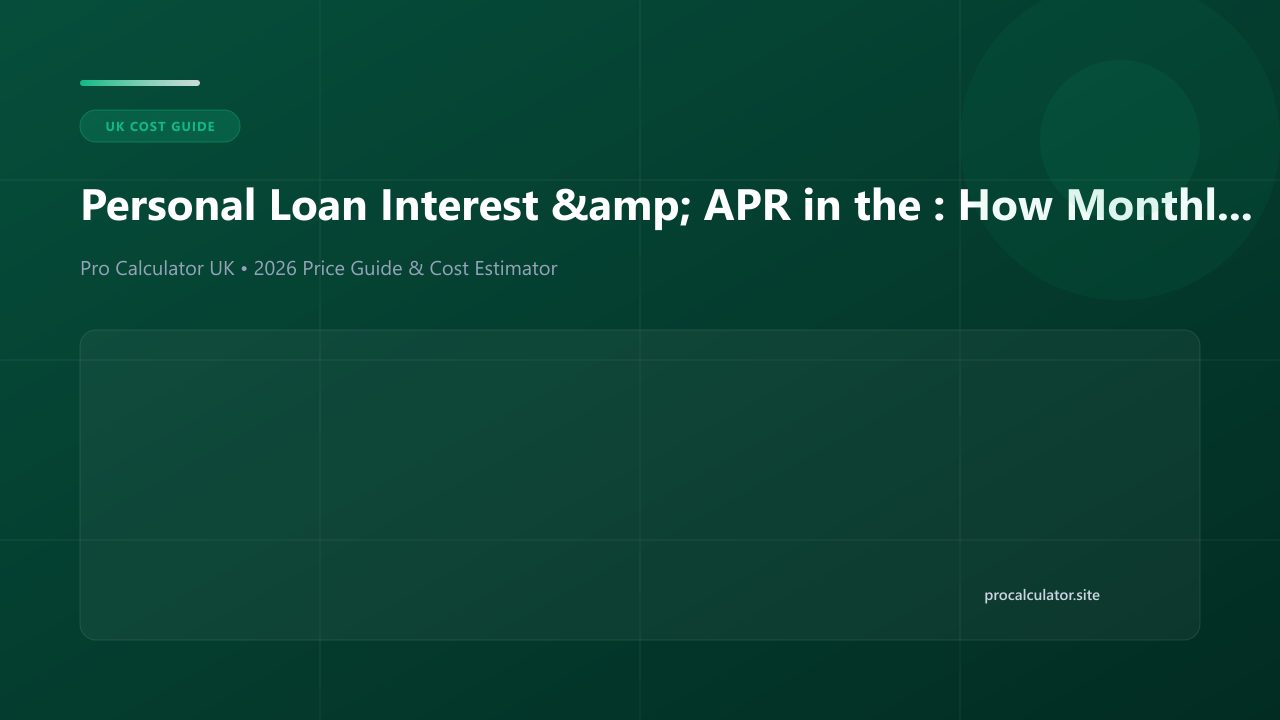 Personal Loan Interest & APR in the UK: How Monthly Repayments & Early Settlement Work cost guide and calculator reference UK (2026)